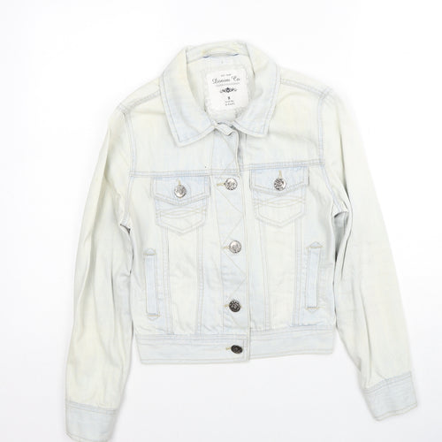 Denim & Co. Womens Blue Jacket Size 8 Button