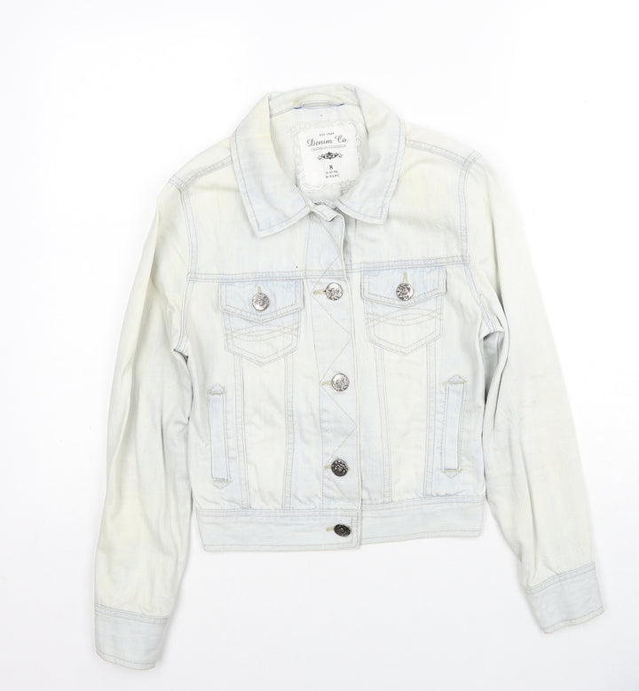 Denim & Co. Womens Blue Jacket Size 8 Button