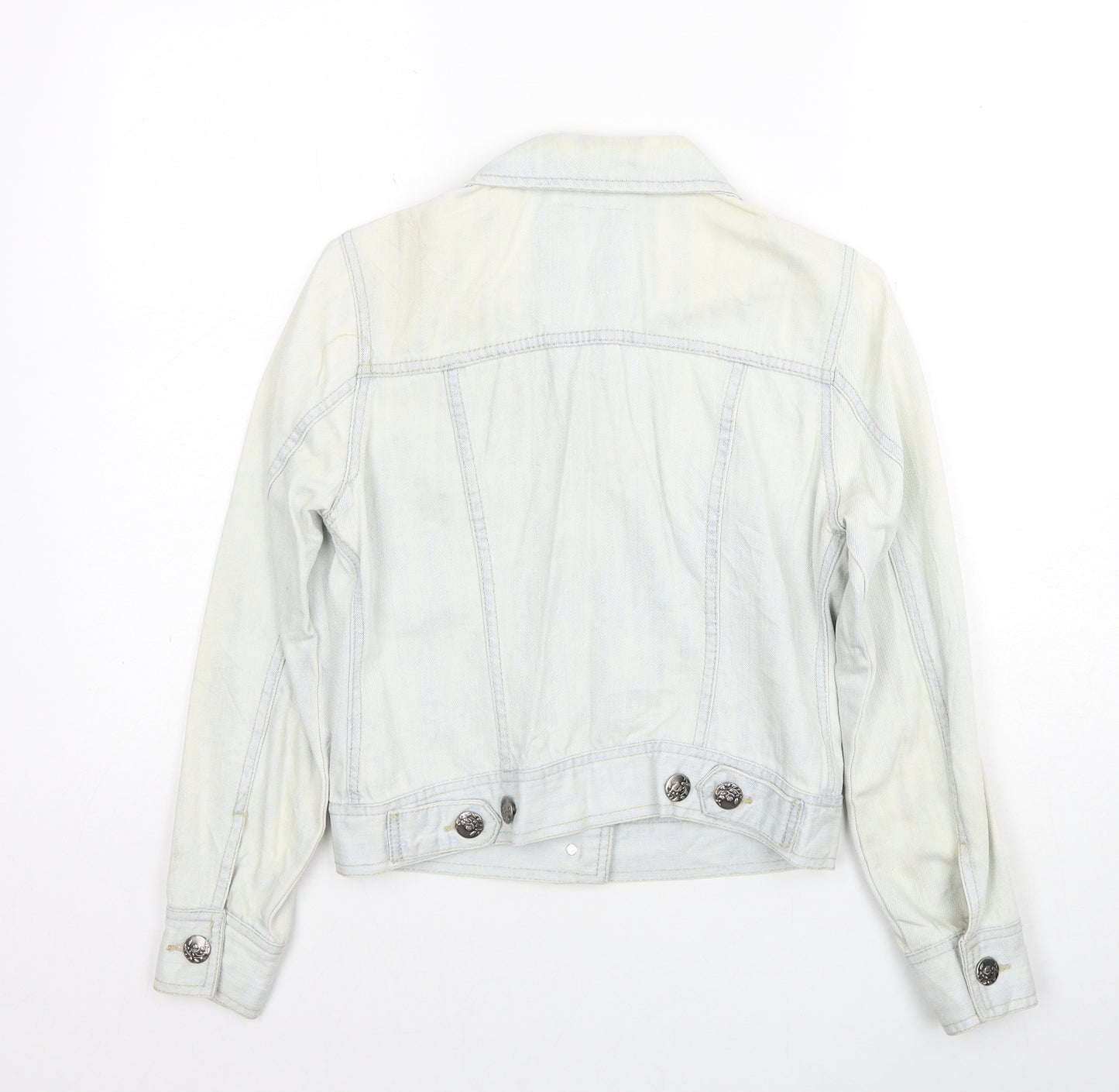 Denim & Co. Womens Blue Jacket Size 8 Button
