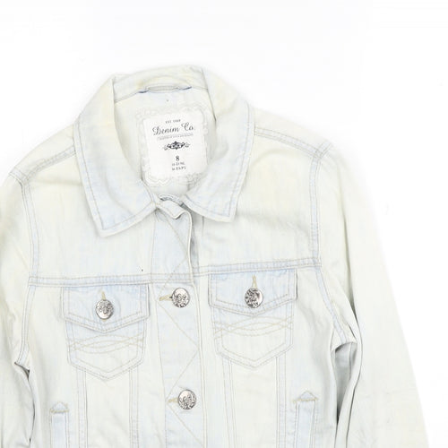 Denim & Co. Womens Blue Jacket Size 8 Button