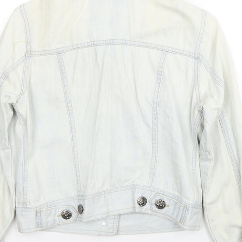 Denim & Co. Womens Blue Jacket Size 8 Button