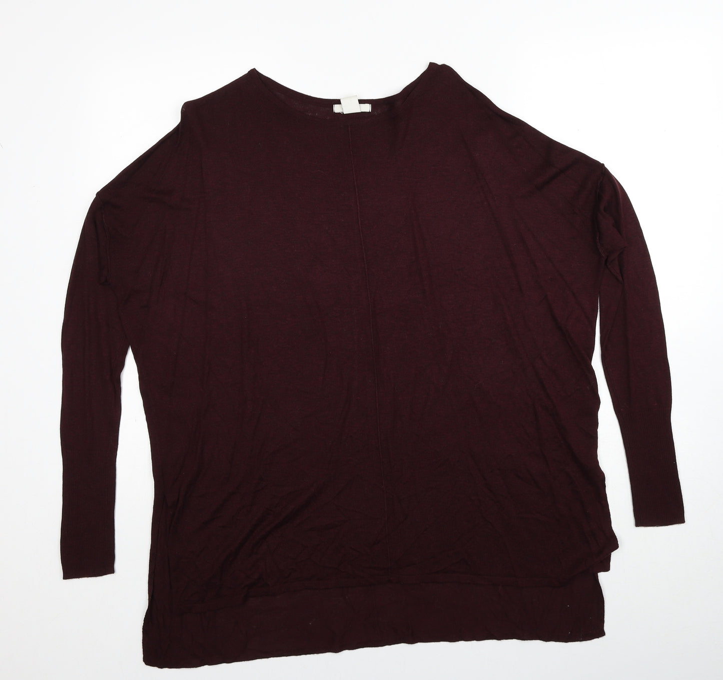 H&M Womens Red Round Neck Acrylic Pullover Jumper Size S