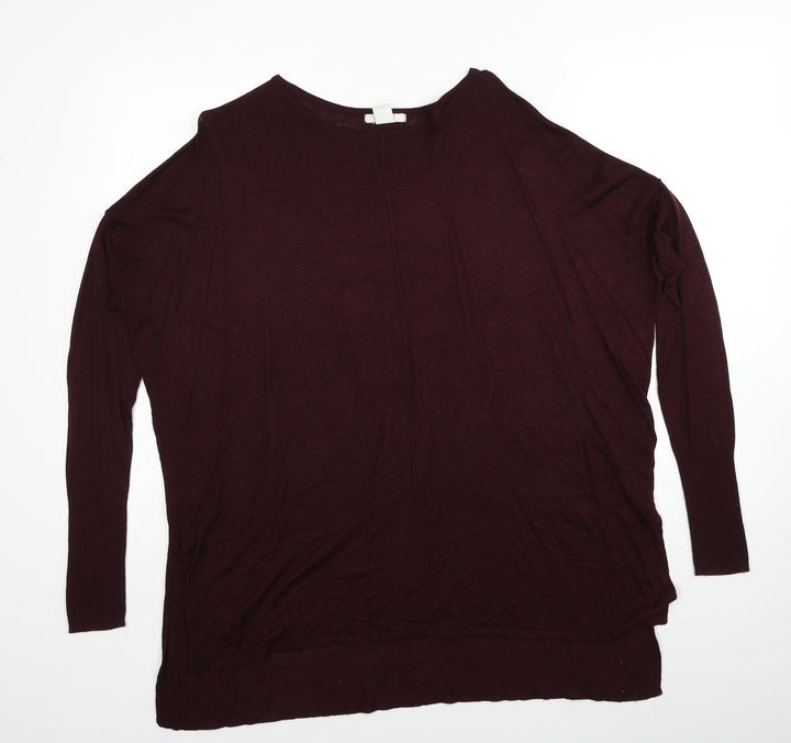 H&M Womens Red Round Neck Acrylic Pullover Jumper Size S