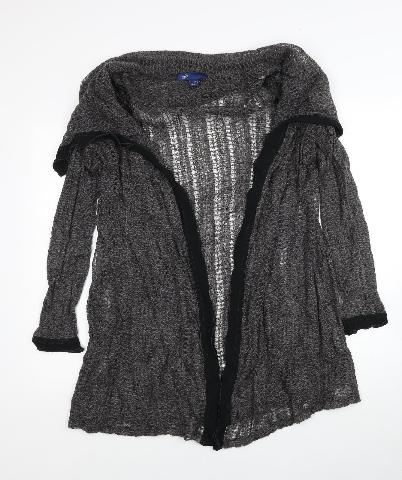 Aria Womens Grey V-Neck Acrylic Cardigan Jumper Size 10