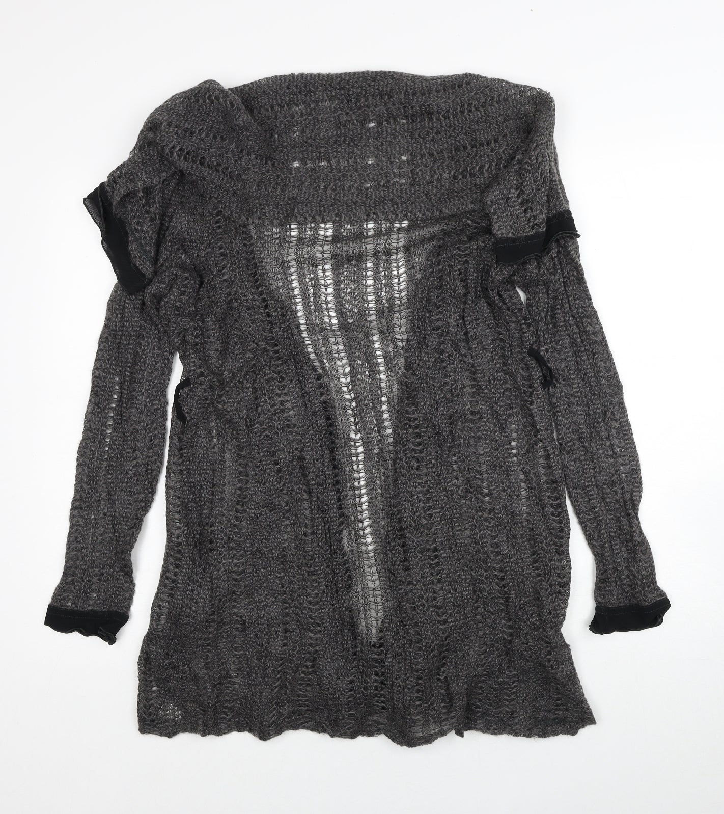 Aria Womens Grey V-Neck Acrylic Cardigan Jumper Size 10