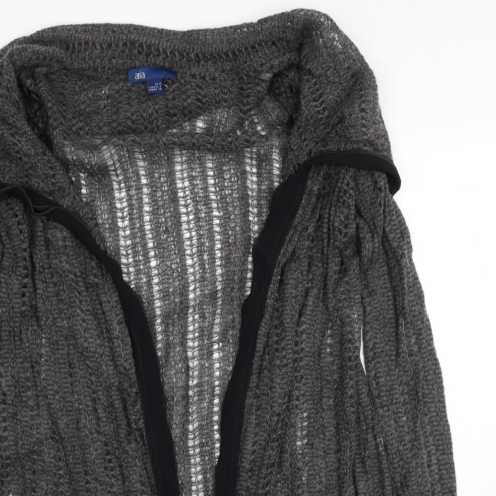 Aria Womens Grey V-Neck Acrylic Cardigan Jumper Size 10