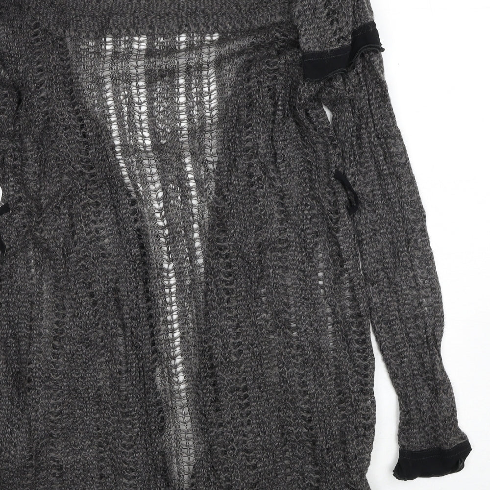 Aria Womens Grey V-Neck Acrylic Cardigan Jumper Size 10