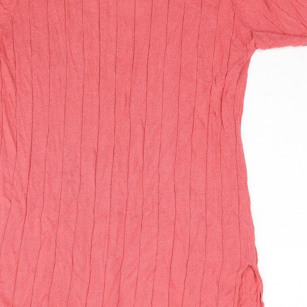 Isabelle Womens Pink V-Neck Acrylic Pullover Jumper Size S