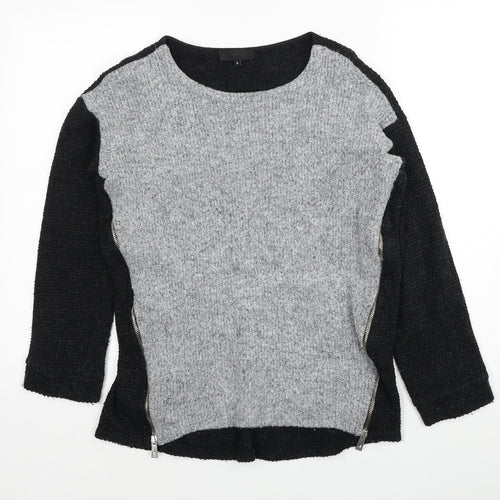 River Island Womens Black Round Neck Acrylic Pullover Jumper Size 8