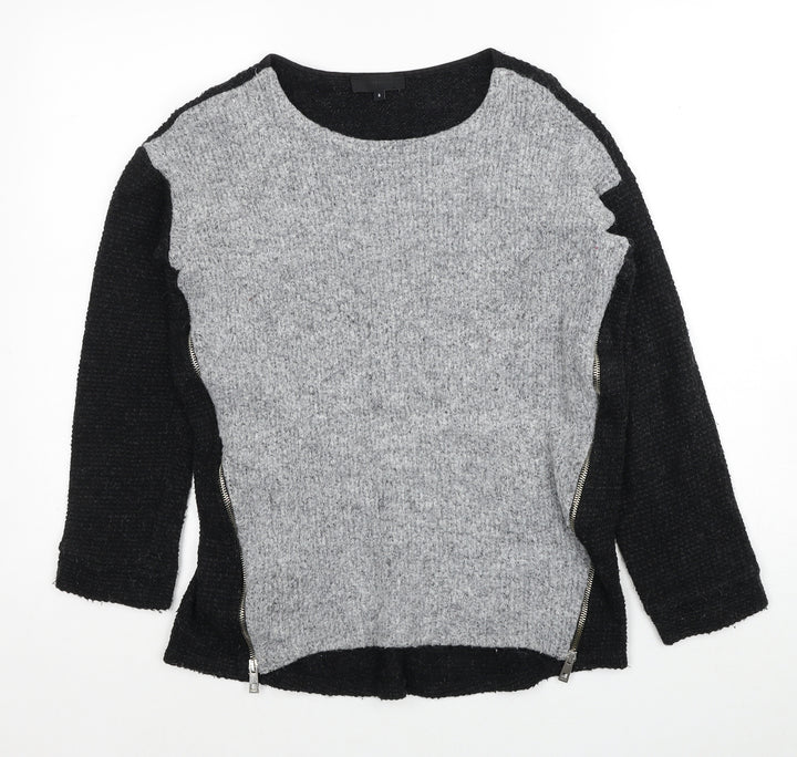 River Island Womens Black Round Neck Acrylic Pullover Jumper Size 8