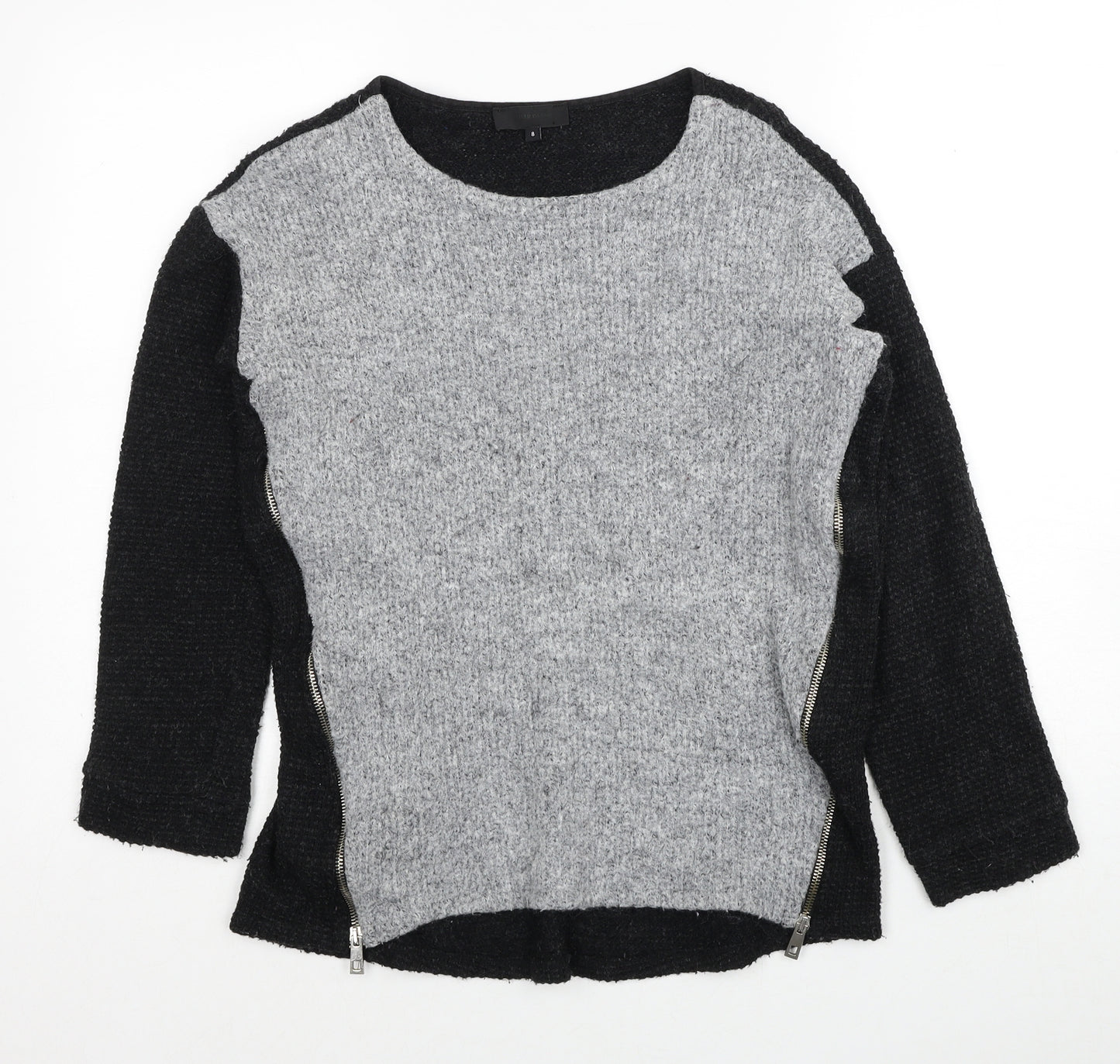 River Island Womens Black Round Neck Acrylic Pullover Jumper Size 8