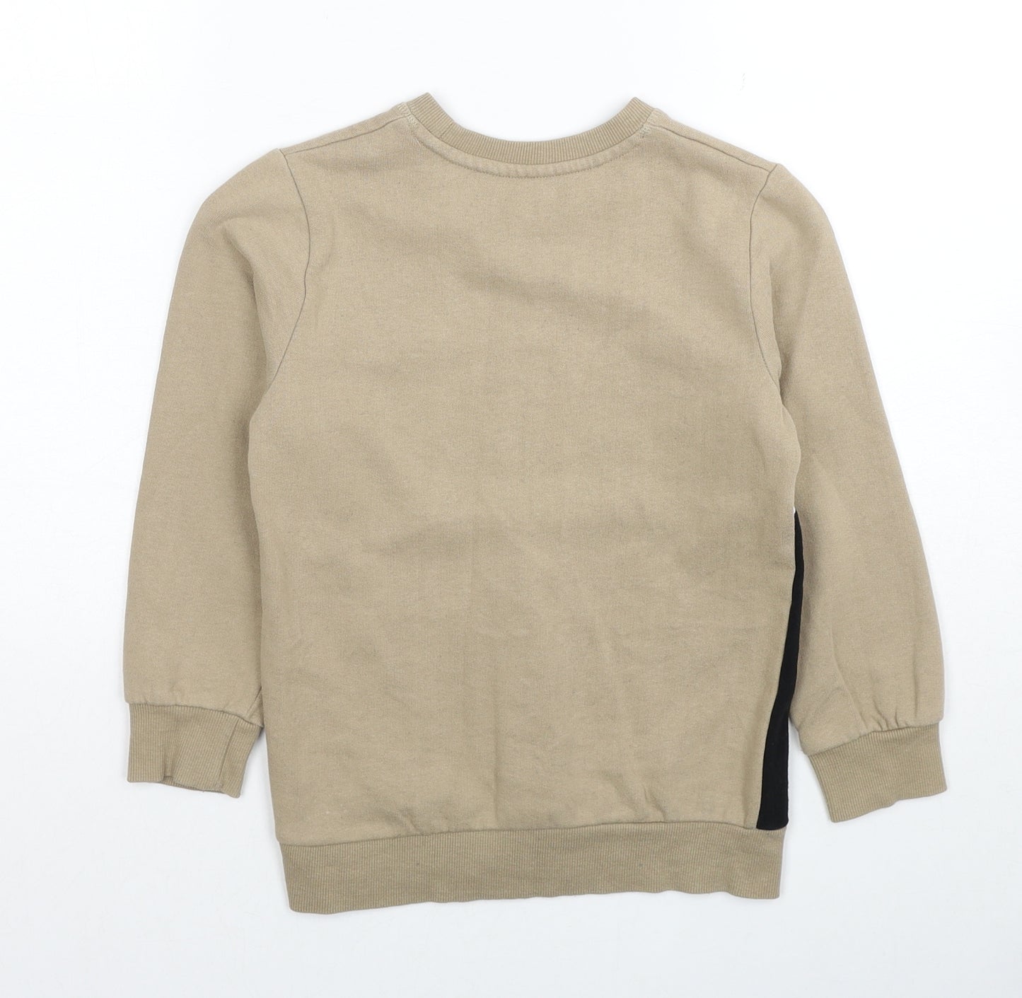 Matalan Boys Beige Colourblock Cotton Pullover Sweatshirt Size 7 Years Pullover