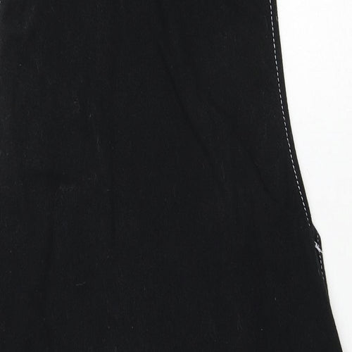 Missguided Womens Black Cotton Pinafore/Dungaree Dress Size 6 Scoop Neck Button - Contrast Stitching