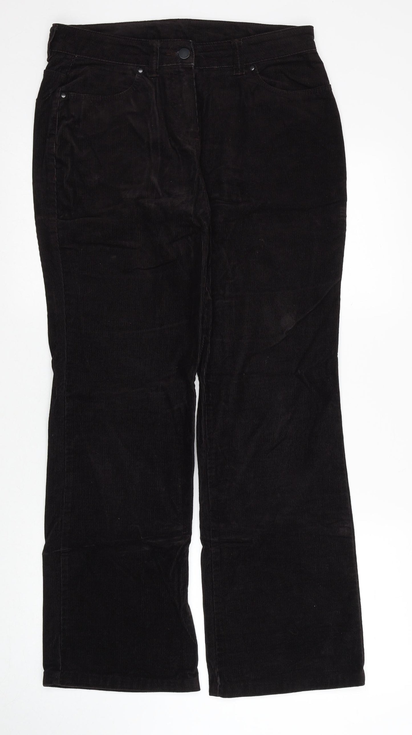 Marks and Spencer Womens Brown Cotton Trousers Size 12 Regular Zip