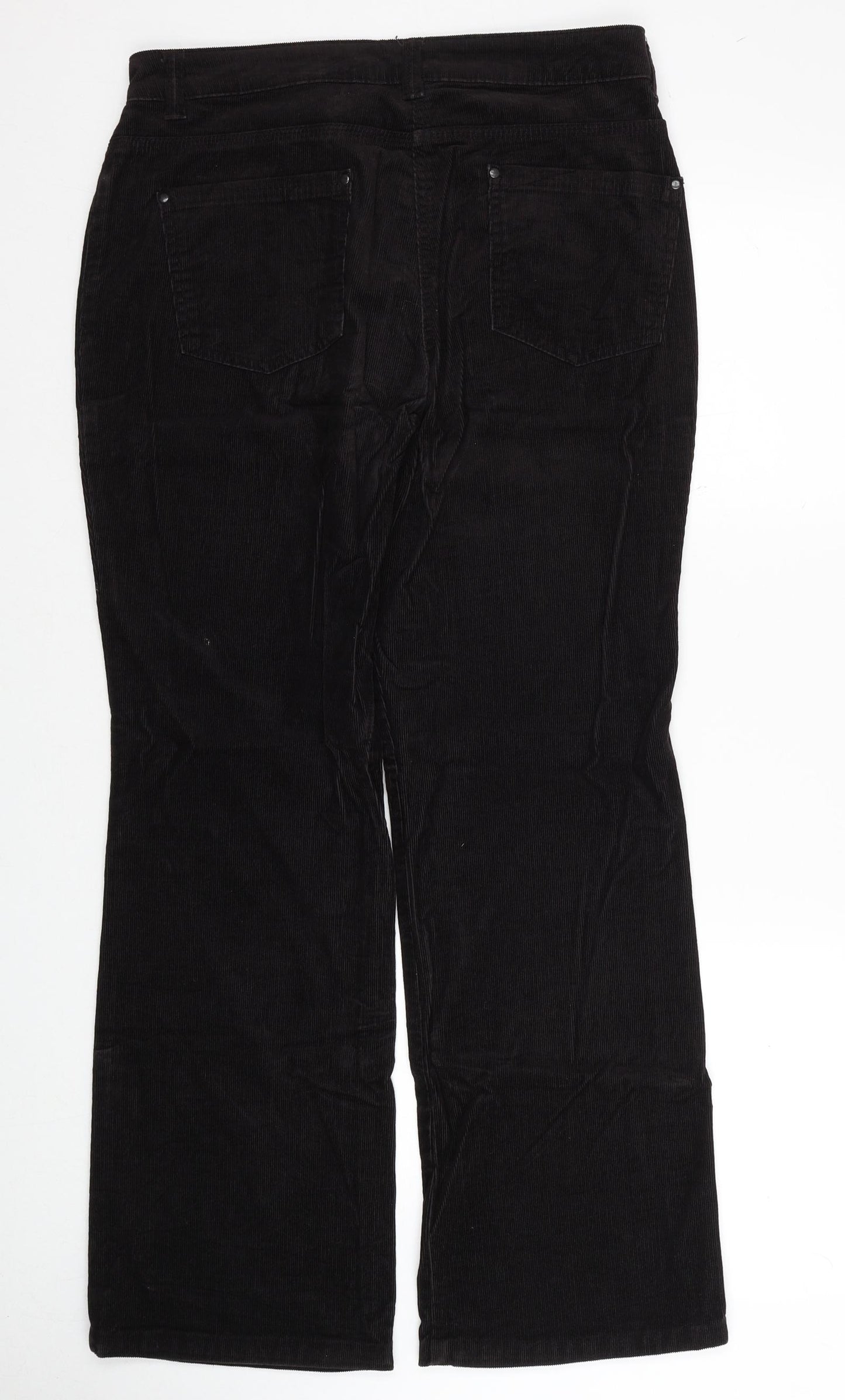 Marks and Spencer Womens Brown Cotton Trousers Size 12 Regular Zip
