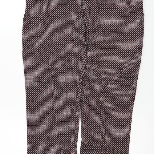 Dorothy Perkins Womens Red Geometric Cotton Trousers Size 8 Regular Zip