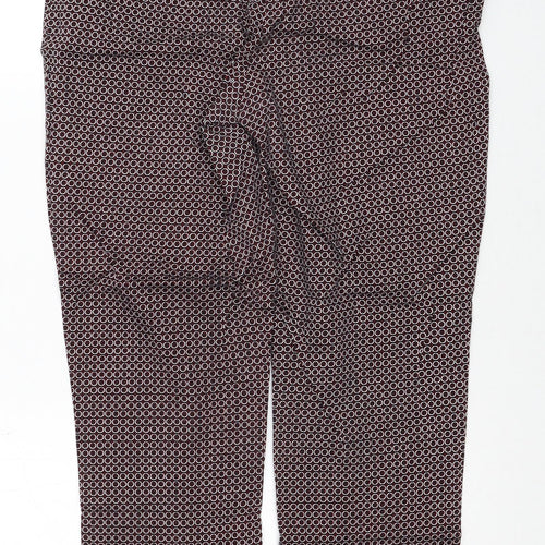 Dorothy Perkins Womens Red Geometric Cotton Trousers Size 8 Regular Zip