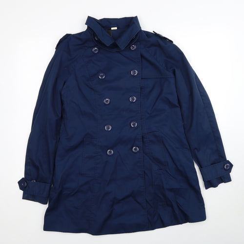 H&M Womens Blue Pea Coat Coat Size 10 Button