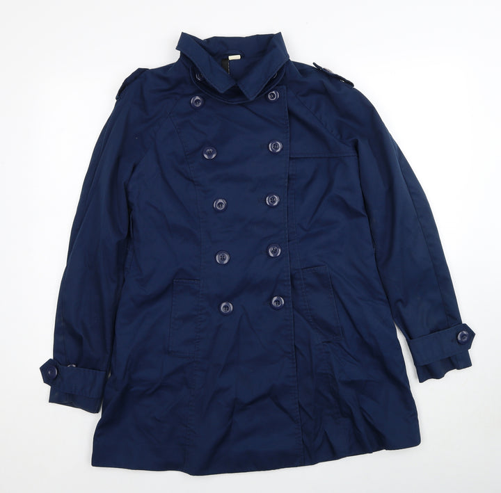 H&M Womens Blue Pea Coat Coat Size 10 Button