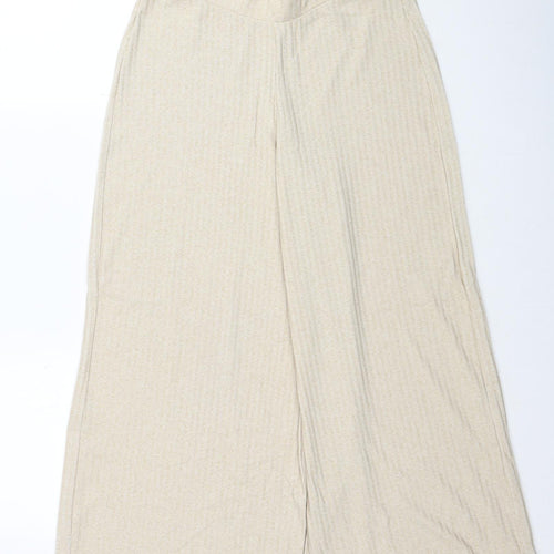 Stradivarius Womens Beige Polyester Trousers Size L Regular