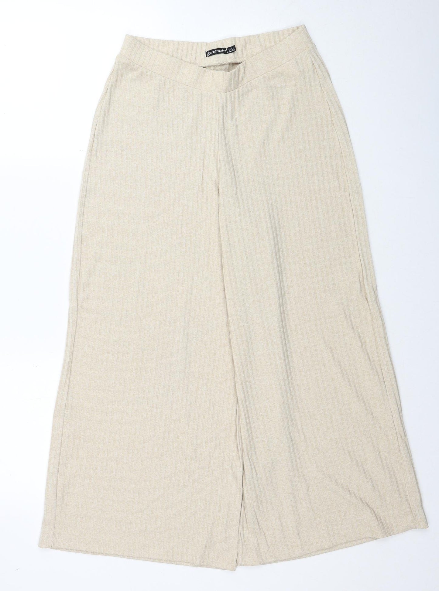 Stradivarius Womens Beige Polyester Trousers Size L Regular