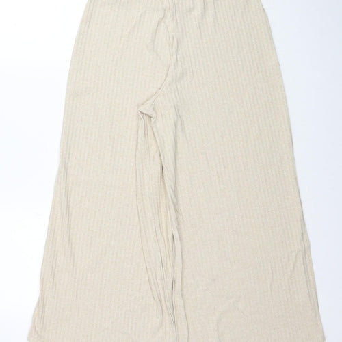 Stradivarius Womens Beige Polyester Trousers Size L Regular
