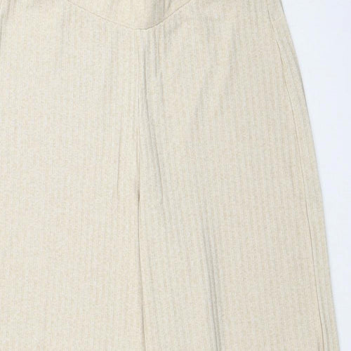 Stradivarius Womens Beige Polyester Trousers Size L Regular