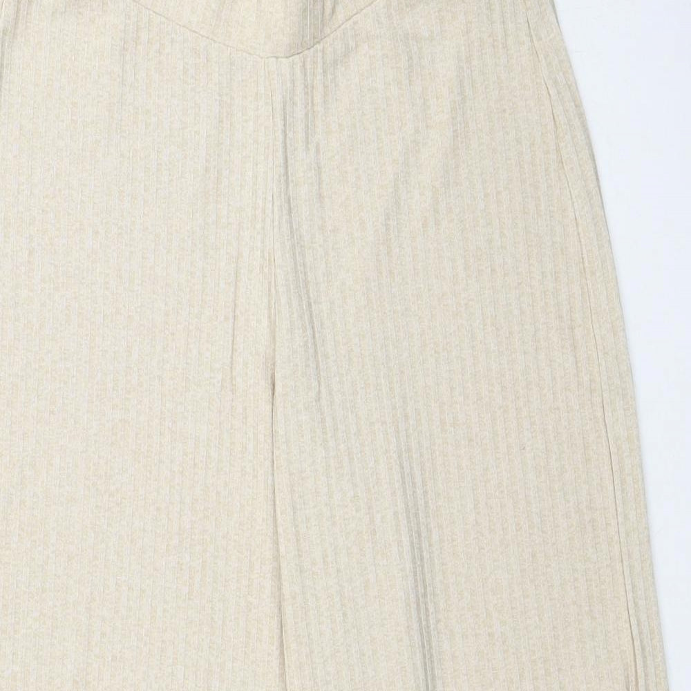 Stradivarius Womens Beige Polyester Trousers Size L Regular