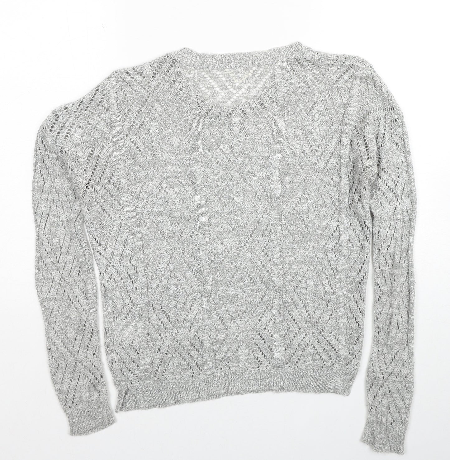 Pins & Needles Womens Grey Round Neck Argyle/Diamond Acrylic Pullover Jumper Size XS