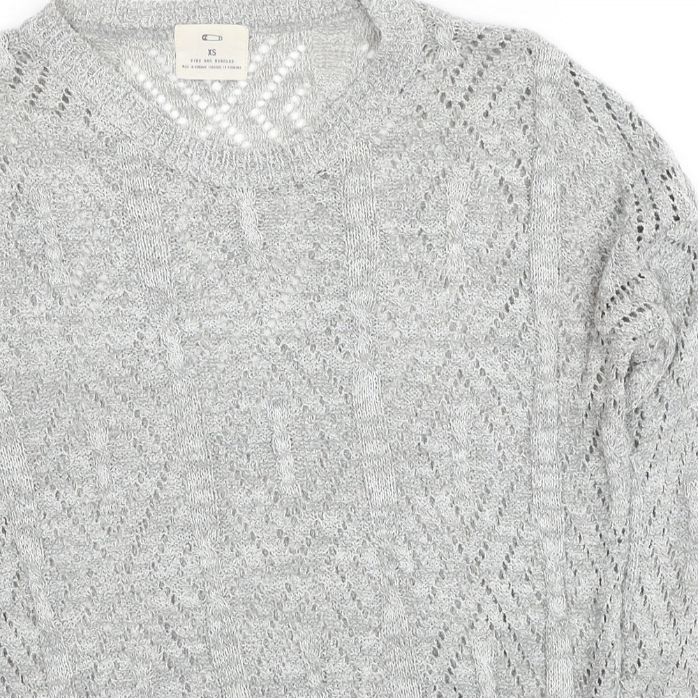 Pins & Needles Womens Grey Round Neck Argyle/Diamond Acrylic Pullover Jumper Size XS