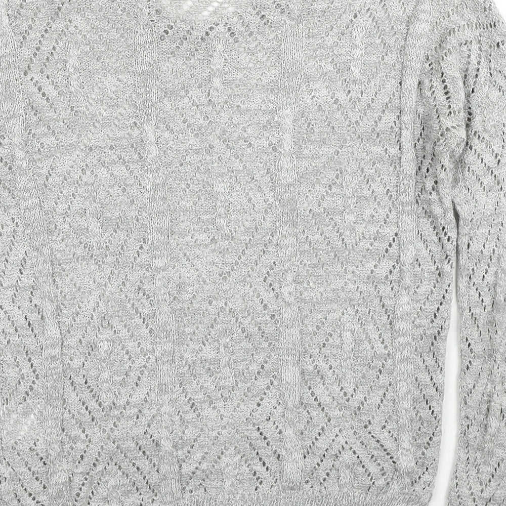 Pins & Needles Womens Grey Round Neck Argyle/Diamond Acrylic Pullover Jumper Size XS