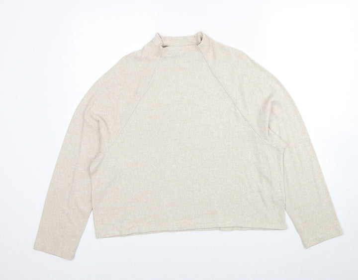 H&M Womens Beige Mock Neck Viscose Pullover Jumper Size M
