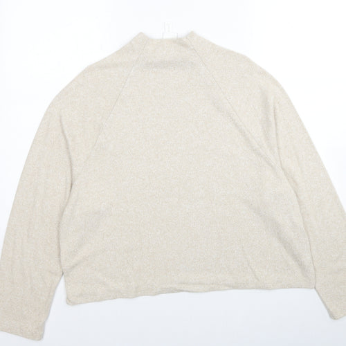 H&M Womens Beige Mock Neck Viscose Pullover Jumper Size M