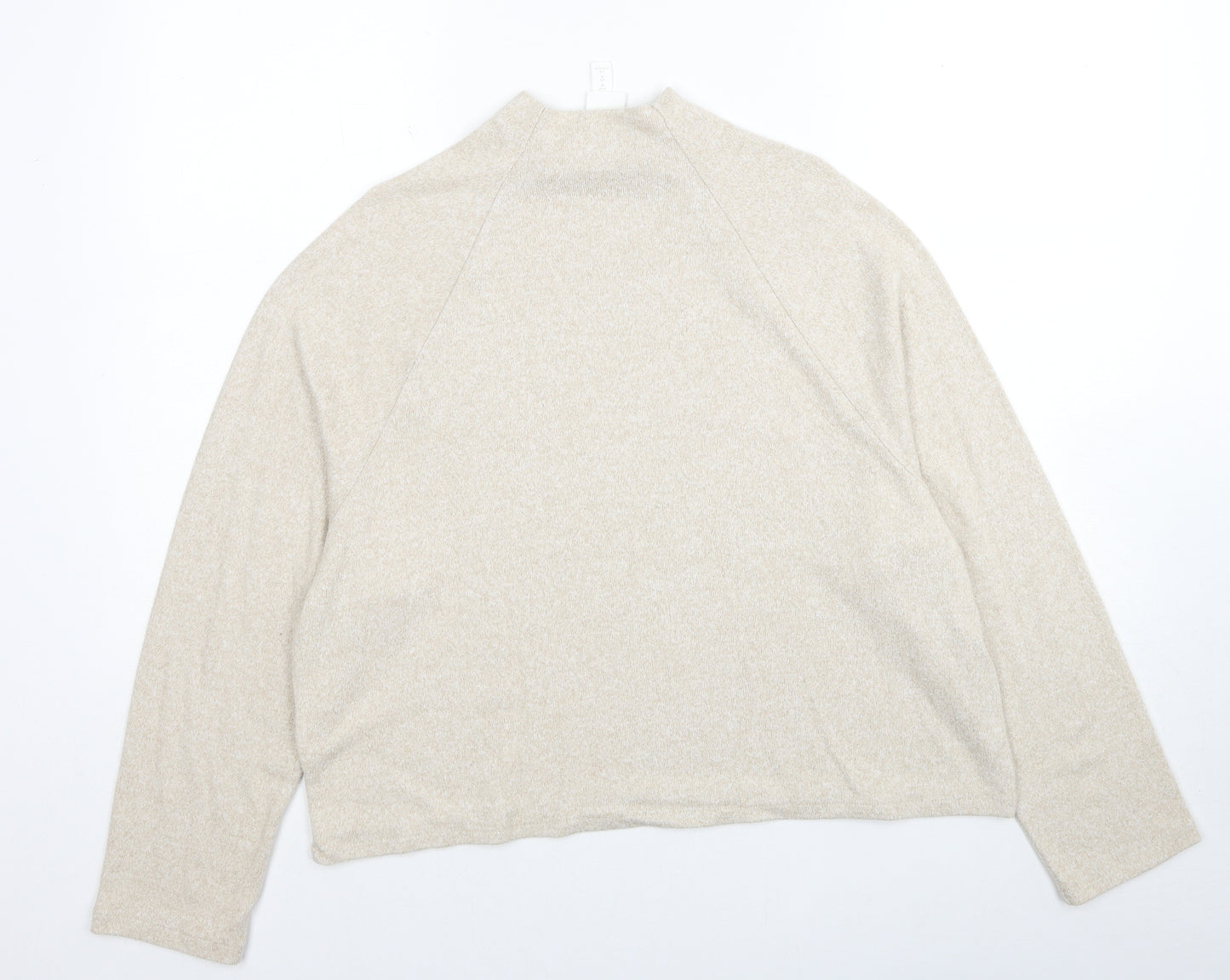 H&M Womens Beige Mock Neck Viscose Pullover Jumper Size M