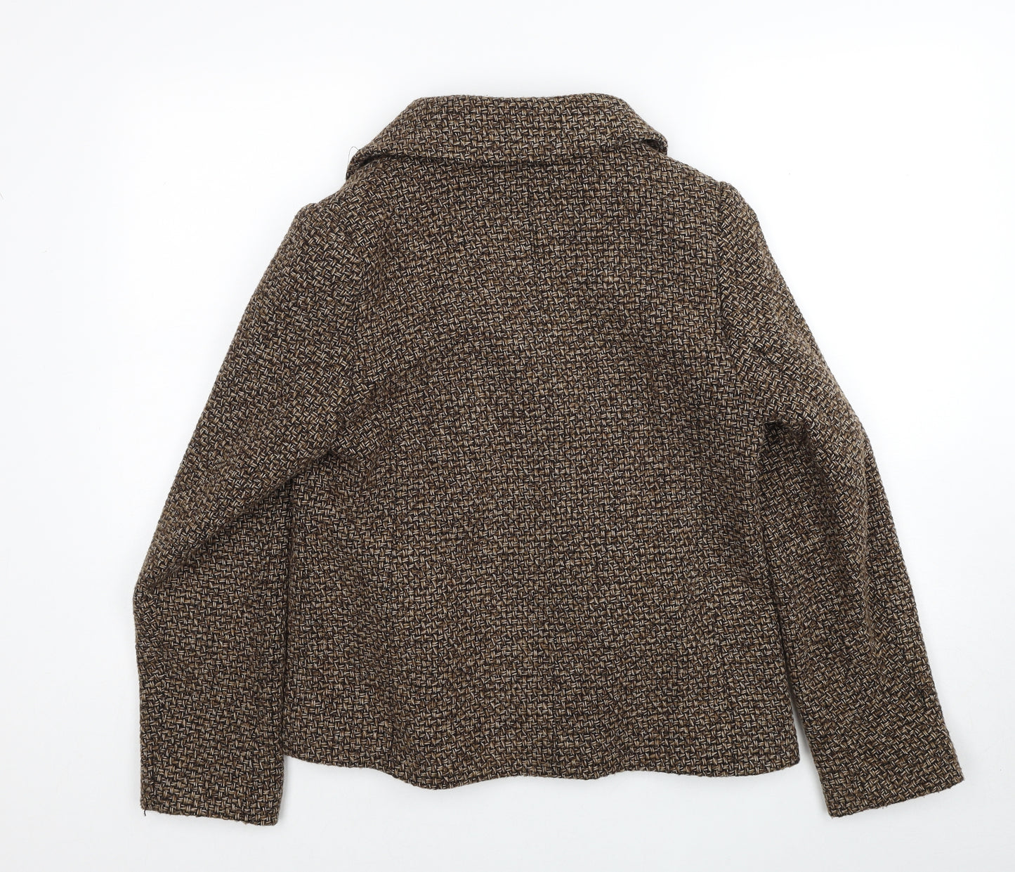 Soon Womens Brown Geometric Jacket Size 12 Button