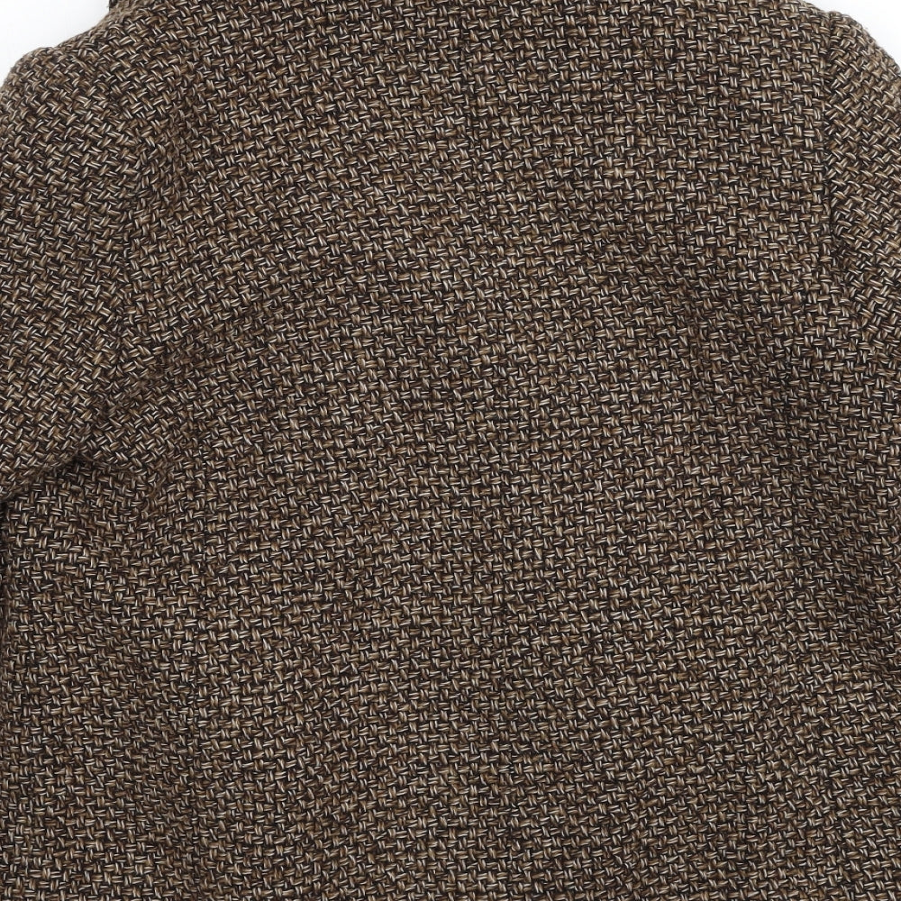 Soon Womens Brown Geometric Jacket Size 12 Button