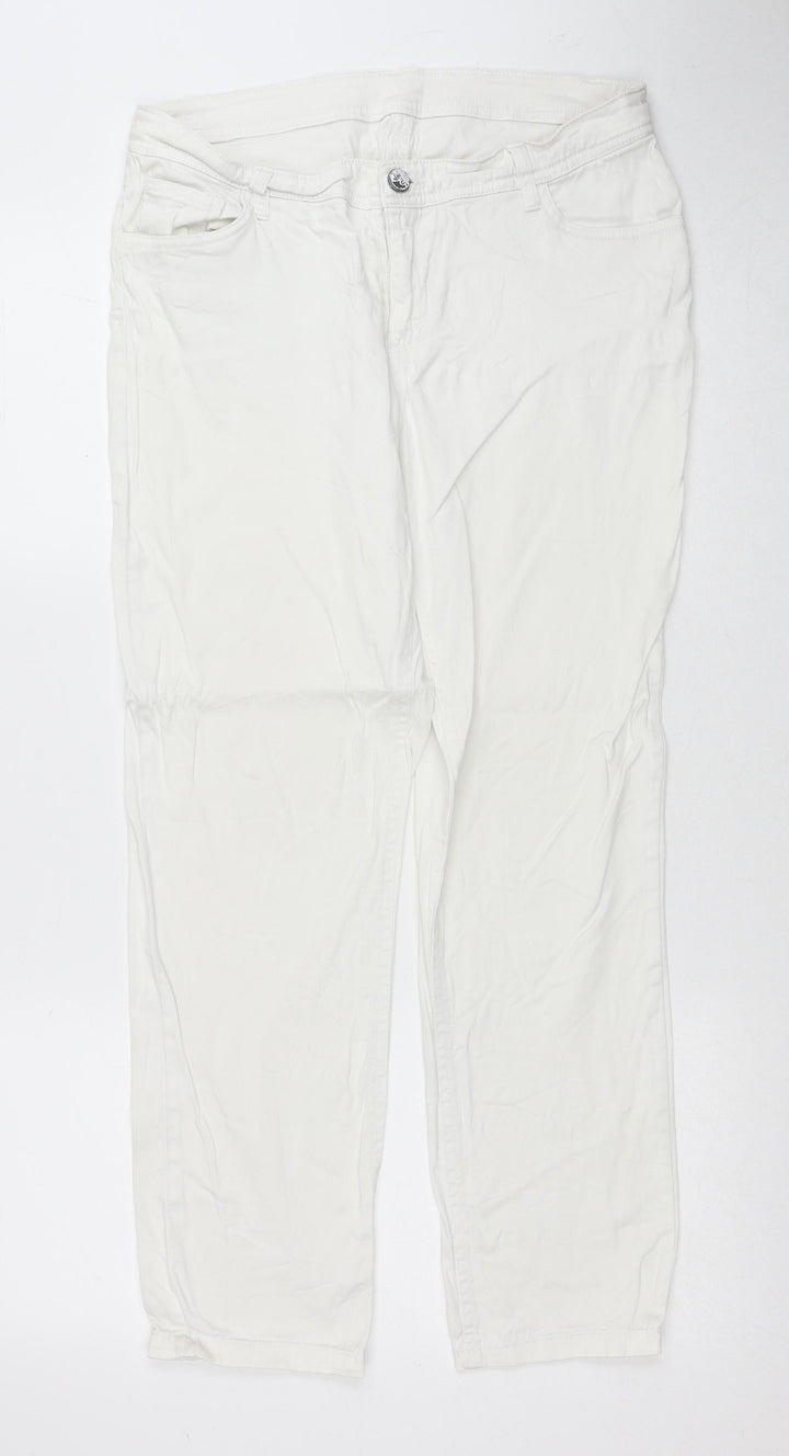 Charles Vogele Womens White Cotton Straight Jeans Size 31 in Regular Zip