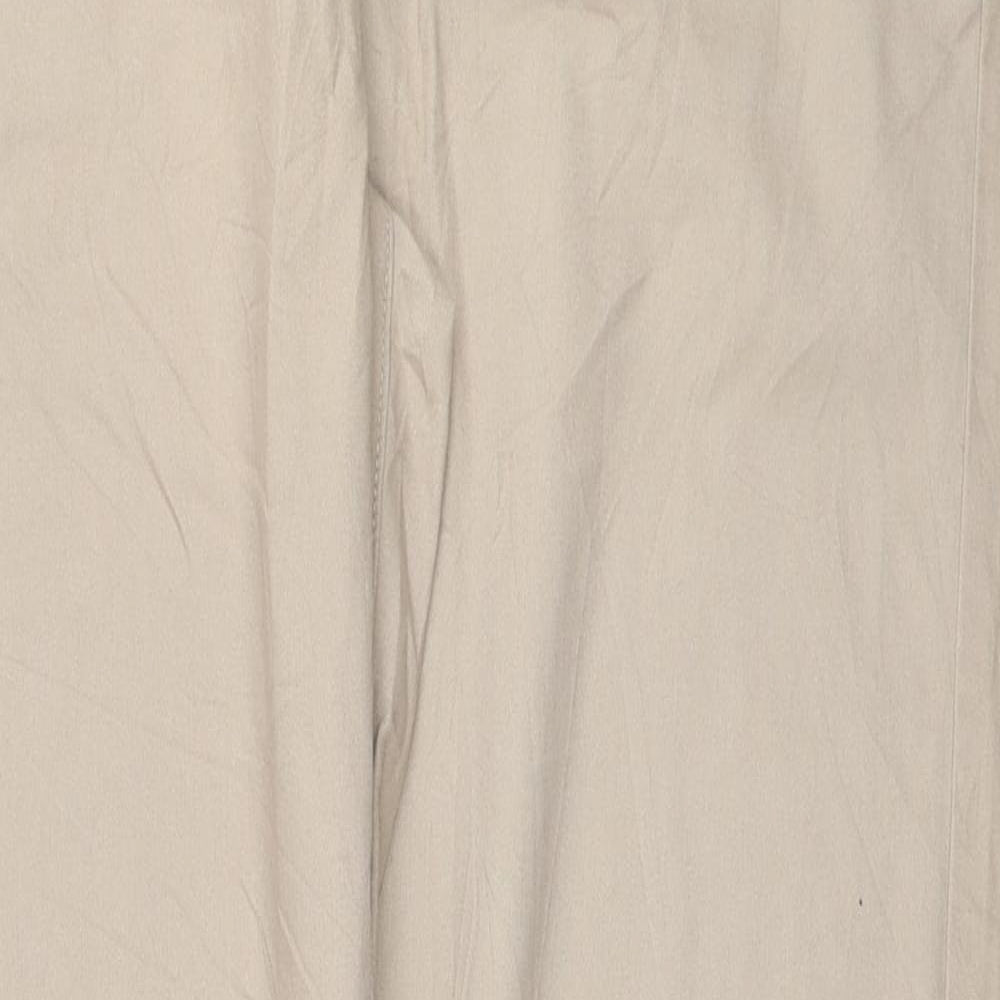 Modern Mens Beige Cotton Chino Trousers Size 34 in Regular Zip