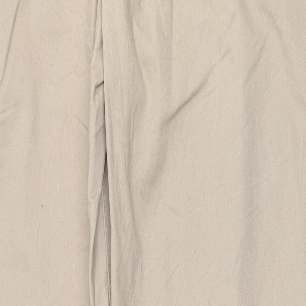 Modern Mens Beige Cotton Chino Trousers Size 34 in Regular Zip