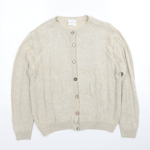 Glenbarr Womens Beige Round Neck Polyester Cardigan Jumper Size S - Size S-M