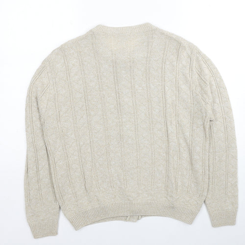 Glenbarr Womens Beige Round Neck Polyester Cardigan Jumper Size S - Size S-M
