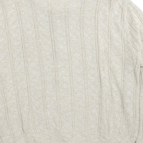 Glenbarr Womens Beige Round Neck Polyester Cardigan Jumper Size S - Size S-M