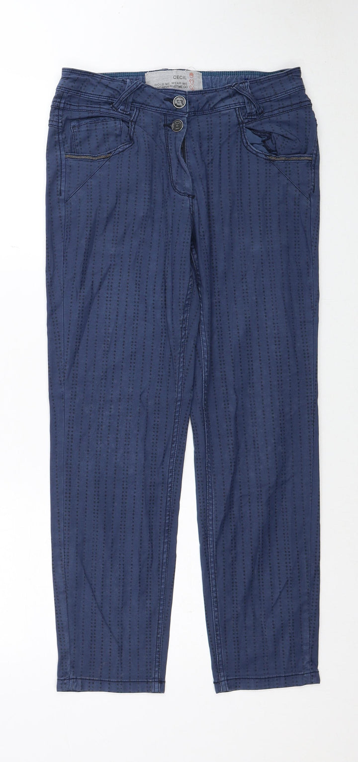 Cecil Womens Blue Geometric Cotton Straight Jeans Size 26 in Regular Zip - Star Pattern