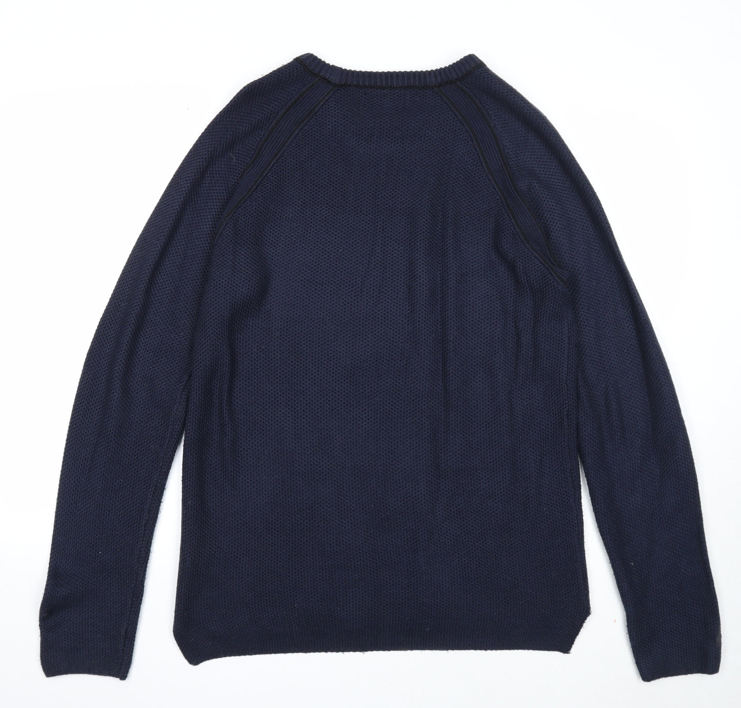 River Island Mens Blue Round Neck Acrylic Pullover Jumper Size M Long Sleeve