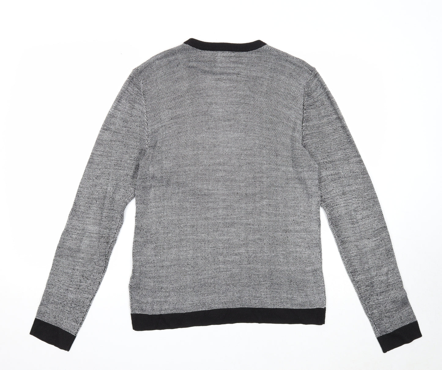 Topman Mens Grey Square Neck Acrylic Pullover Jumper Size S Long Sleeve
