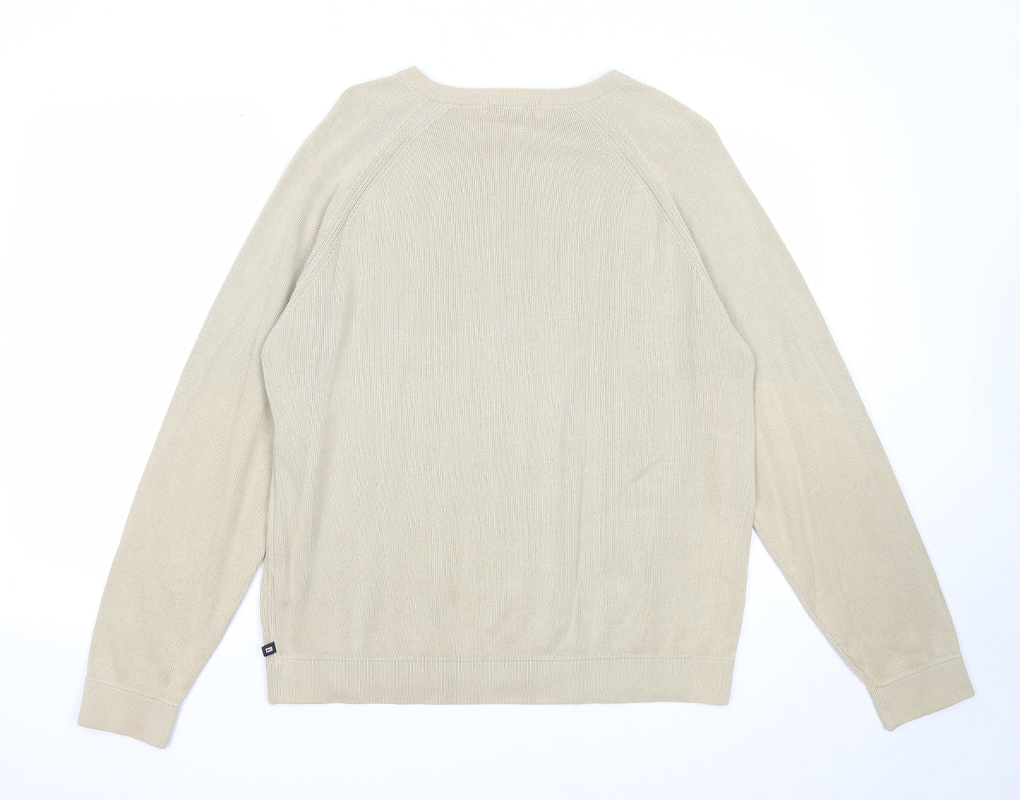 Marks and Spencer Mens Beige Round Neck Cotton Pullover Jumper Size M Long Sleeve