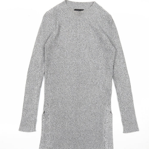 Topshop Womens Grey Round Neck Viscose Pullover Jumper Size 8