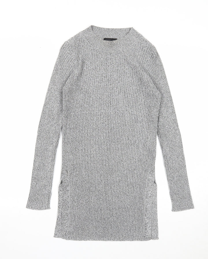 Topshop Womens Grey Round Neck Viscose Pullover Jumper Size 8