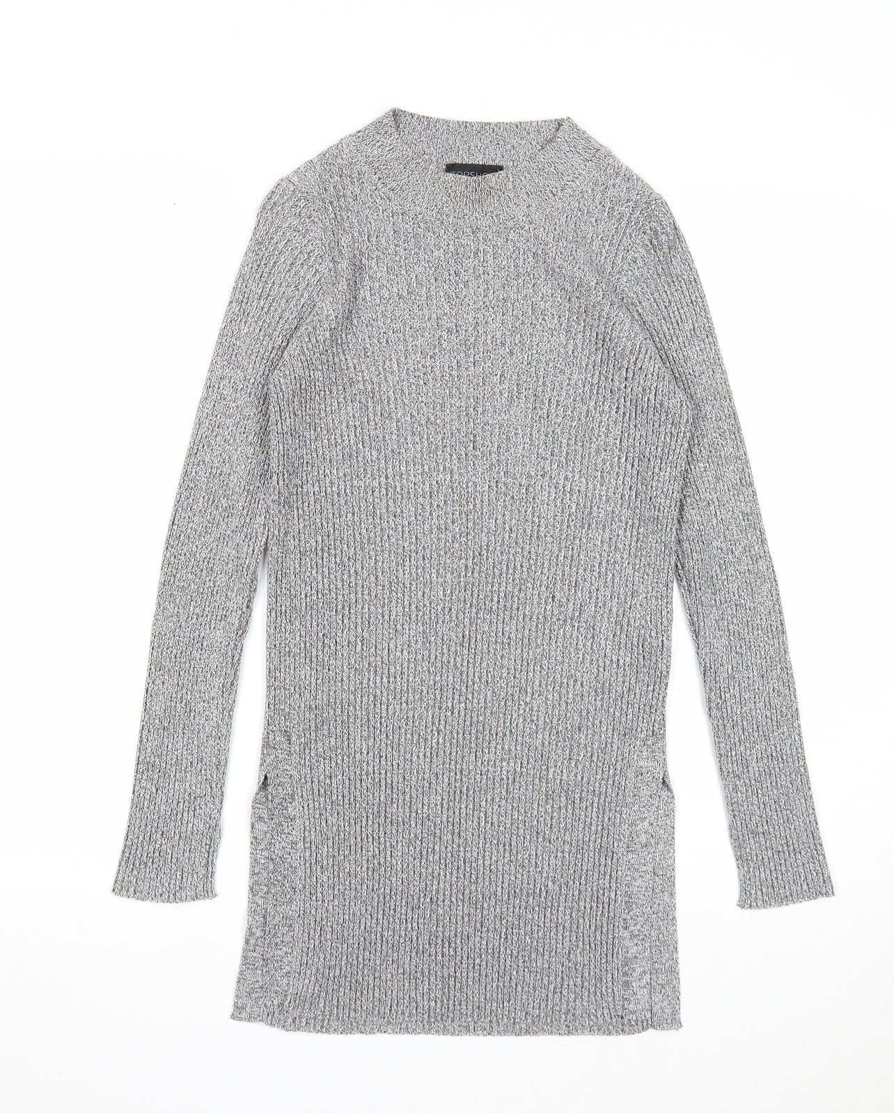 Topshop Womens Grey Round Neck Viscose Pullover Jumper Size 8