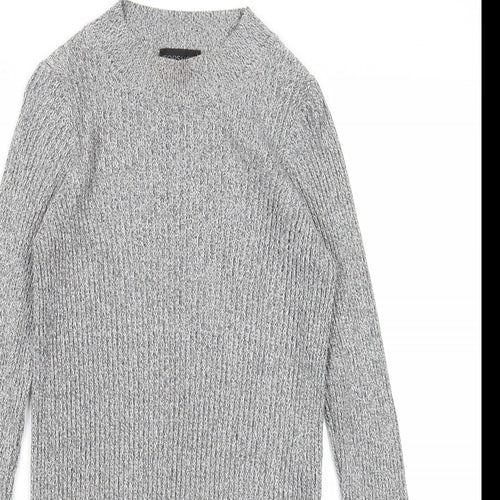 Topshop Womens Grey Round Neck Viscose Pullover Jumper Size 8